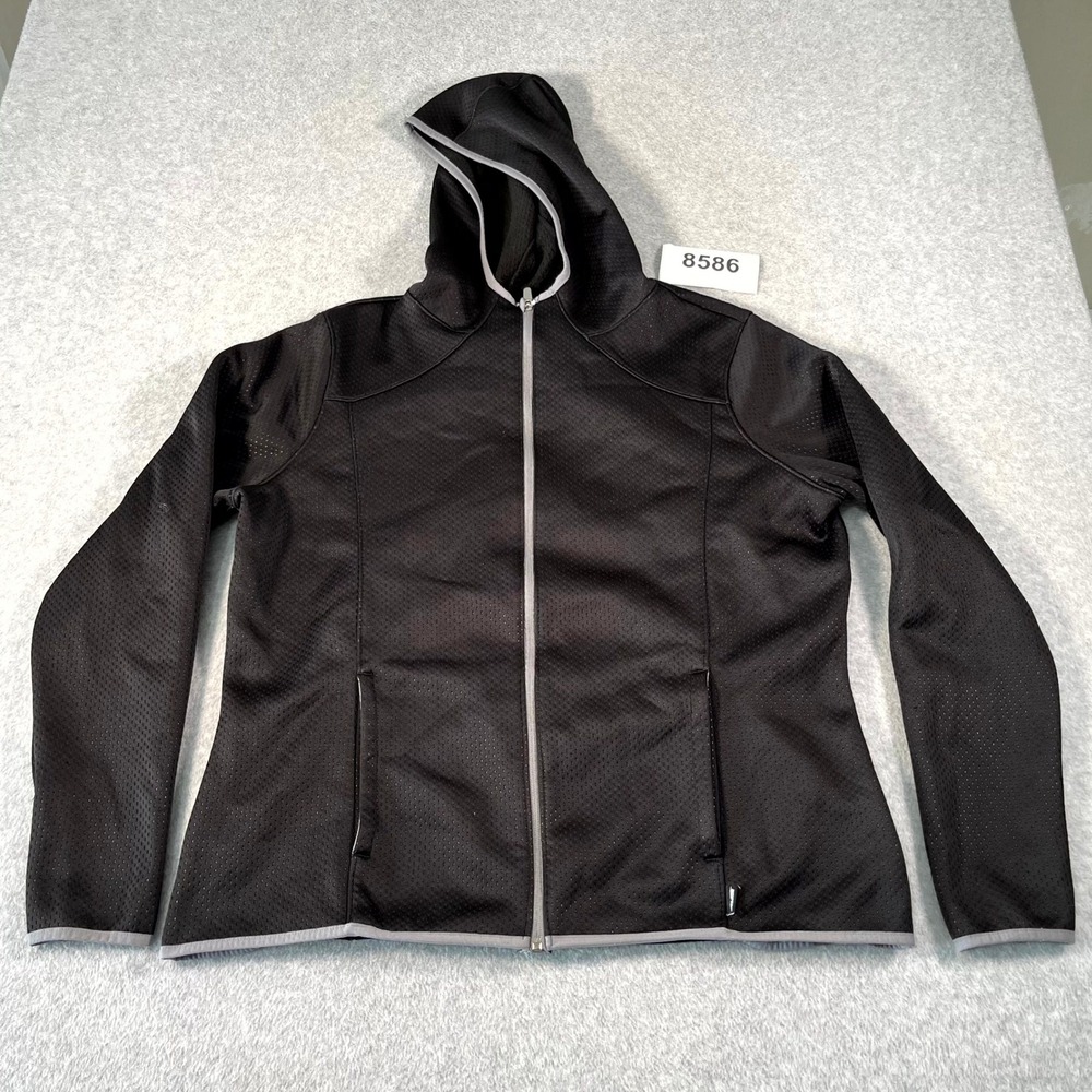 Avia Hoodie Jacket Womens 2XL Black Mesh Warm Athletic Thumbhole Sleeve Full Zip